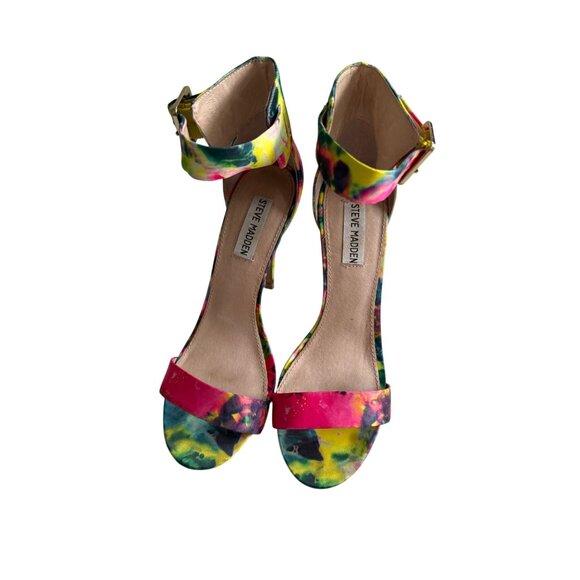 STEVE MADDEN Marlene Multicolor Ankle Strap Heels Sandals Size 8.5 - Picture 5 of 7